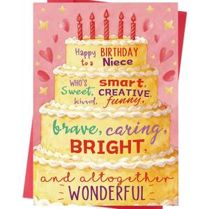 4 x Niece Birthday Card – Sweet and Loving Birthday Card from Aunt or Uncle