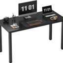 Need Computer Desk, 47 inch Home Office Desk, Modern Simple Style Home Office Gaming Desk, Basic Writing Table for Study Student, Black Metal Frame, Black