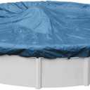 Robelle 28 ft Blue Winter Pool Cover for Above Ground Pools, 4 ft Overlap (32 ft Cover Size), Solid 7 x 7 Scrim, 2.2 oz/yd2, Style: 3628-4K