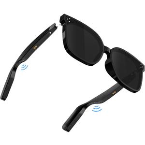 Smart Bluetooth Sunglasses with Open Ear Audio, UV400 Polarized Lens & Voice Control | Built-in Mic, Bass Sound | Hands-Free for Running, Cycling, Driving