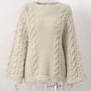 NRTHYE Women's Oversized Cable Knit Sweater Tops Loose Long Sleeves Crewneck Chunky Slouchy Baggy Pullover Sweaters (M)