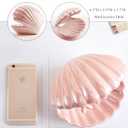 Denique Shell Jewelry Dish Tray, Ceramic Trinket Tray Clamshell Jewelry Storage Dish, Ring Holder Dish Key Bowl, Decorative Jewelry Plate, Cute Jewelry Organizer for Room Decor (Pink)