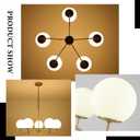 5-Light Gold Modern Chandeliers for Dining Room, Mid-Century Sputnik Chandelier Light Fixture with Large Milk White Glass Globe, Height Adjustable for Farmhouse Kitchen Island Living Room Bedroom