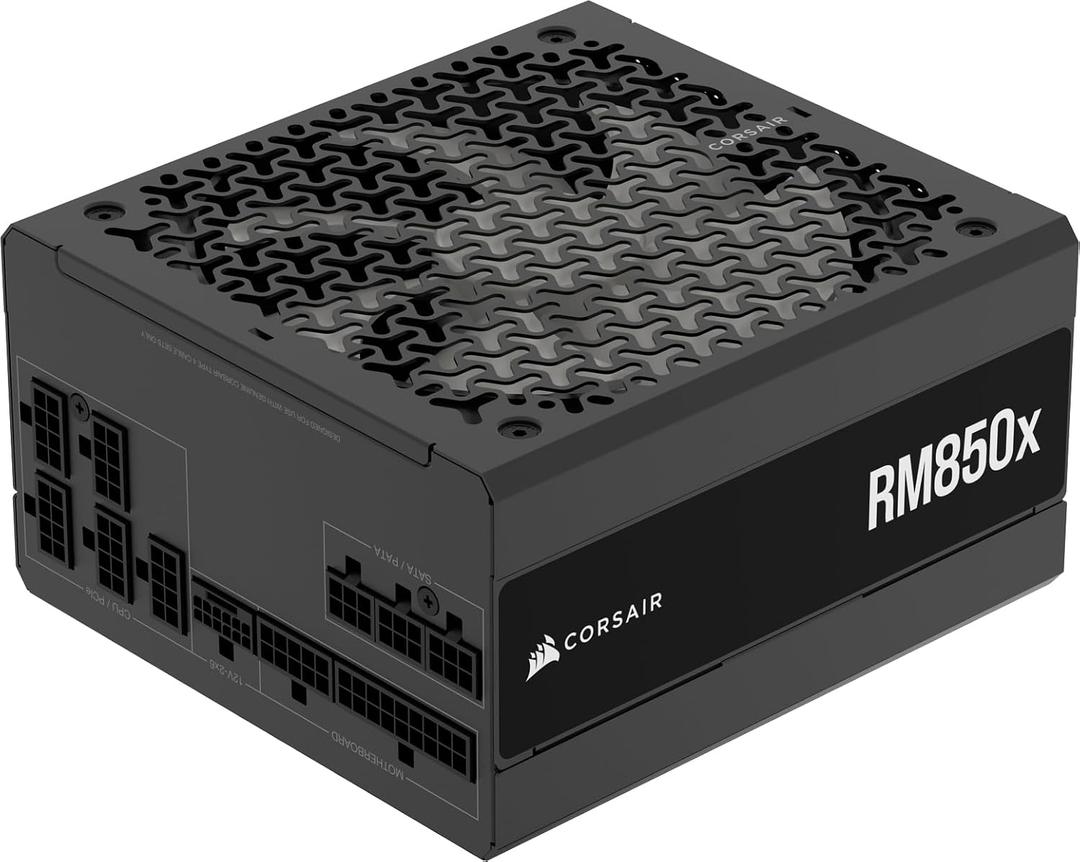 CORSAIR RM850x Fully Modular Low-Noise ATX Power Supply  ATX 3.1 Compliant  PCIe 5.1 Support  Cybenetics Gold Efficiency  Native 12V-2x6 Connector  Black