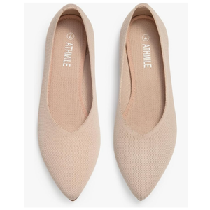 ATHMILE Pointed Toe Flats for Women Dressy Bronze Work Shoes Business Casul Knit Ballet Flats Slip on Office Ladies Comforttable Dress size 8
