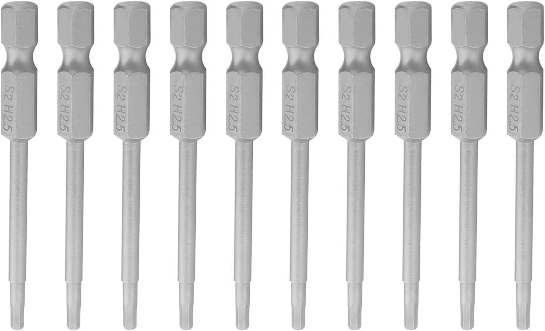 2 x Utoolmart H2.5 Magnetic Hex Head Screwdriver Bits, 1/4 Inch Hex Shank 65mm Length S2 Power Tools 10Pcs