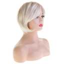 Short Blonde Wigs for White Women Synthetic Side Part Straight Bob Wig Halloween Party Cosplay Hair with Cap