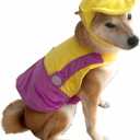 ComfyCamper Hat and Suspenders Dog Costume - X Large Medium Small Lab Star Space Cosplay Halloween Costumes, Small, Yellow and Purple
