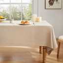 ZeeMart Basic Linen Textured Table Cloth, 60 x 84 Inch Natural, Farmhouse Style Beige Rectangle Tablecloth, Wrinkle Resistant Washable Heavy Weight TableCloths