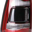 LED Tail Light Black Cover w/o Blind Spot Compatible With 2019-2023 Dodge Ram 1500 Left Driver Side Replace 55112993AD