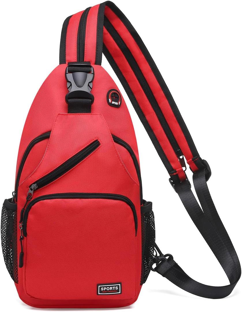 Convertible Sling Bags for Women Men, Lightweight Crossbody Backpack Daypack Fit for 11" Tablet for Casual Travel Sport Hiking (Red)