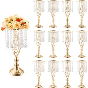 VEVOR Metal Wedding Centerpiece Gold,Crystal,12PCS 49cm/19.3