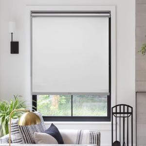 MYshade Free-Stop Cordless Roller Shades for Windows Room Darkening Roller Shades & Blinds Same Color Both Sides Fabric Pull Down Shade for Home Office Indoor Easy to Install White(30" W X 72" H)