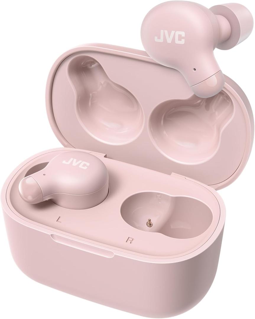 JVC Marshmallow True Wireless Bluetooth 5.3 Earbuds  28H Battery, Memory Foam Earpieces for All-Day Comfort, IPX4 Water Resistant, Mic, Compact Case, for iPhone & Android (Pink)