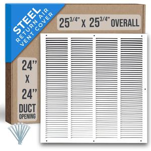 Handua 24"W x 24"H [Duct Opening Size] Steel Return Air Grille (HD Series) Vent Cover Grill for Sidewall and Ceiling, White | Outer Dimensions: 25.75"W X 25.75"H for 24x24 Duct Opening