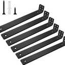 Shelf Brackets 12 inch, Heavy Duty Shelf Bracket 6 Pack L Brackets Black Metal Wall Bracket for Shelves Support Bracket with Screws