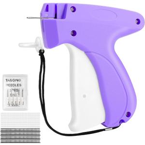 Stitch Gun for Clothes Quick Clothing Fixer & Tagging Gun with 6 Needles 1000 Black+1000 White Fasteners, Handheld Sewing Tool for Instant Repairs, Quilting, Retail Price Tags No Thread Needed Purple