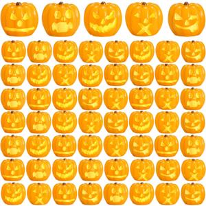 50 Pcs Halloween Mini Resin Pumpkins, Scary Ghost Faced Miniature Resin Pumpkins Bulk Ornaments for Halloween Fall Garden Dollhouse Decor DIY Crafts Party Favors Gift