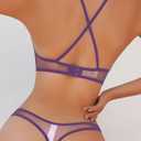 SOLY HUX Women's Mesh Solid Sheer See Through Lingerie Set Sexy Lace Bra and Panty 2 Piece