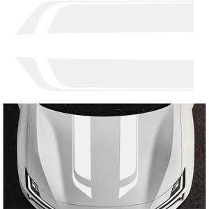 Car Hood Decal Sticker, Long Stripe Graphic Auto Exterior Sticker for Skirts Roofs Tailgates, Waterproof Stripe Hood Decal Cool Racing Decoration for Cars Trucks SUVs (White)