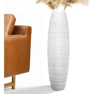 Tall Floor Vase, 27.5 inches (70cm, 2.3FT) Floor Vase Sturdy and Luxurious,Tall Vases for Country Home Decor, Living Room, Resin White Vases