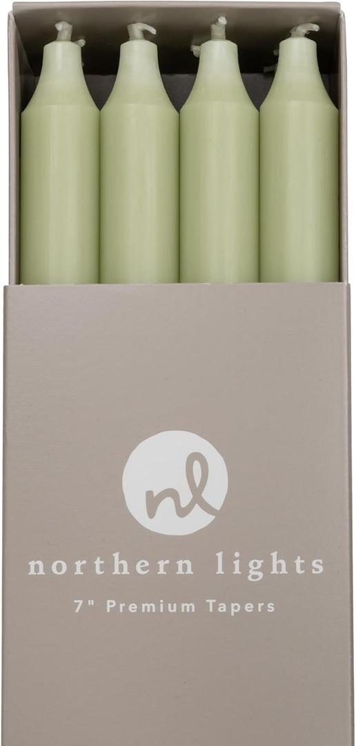Northern Lights Candles - 7" 12pk Tapers - Sage Green - 71762