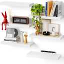 Bellsal White Engineered Wood Wall Shelf Set of 6, 16" Modern Floating Shelves for Kitchen, Living Room, Bedroom, Bathroom Storage, Book Shelf Home Decor (6 pcs: 15.7*5.7)