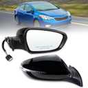 Right Passenger Side Mirror Compatible with 2014 2015 2016 Kia Forte with Manual Folding power glass Heated With Turn signal Black Replace# KI1321182(6 Pins)