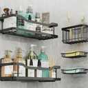 OMAIRA 5-Pack Shower Caddy with Soap Holder, Adhesive Rustproof No-drill Strudy Loading Inside Shower Organizer Shelves Rack Storage Bathroom Organization for Smooth Wall Glass Tile, Black (X-Large)