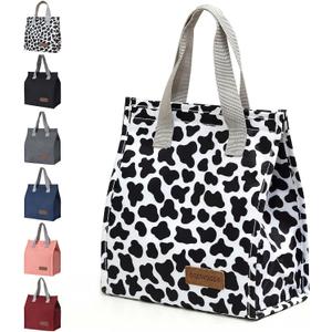 TELLUMO Lunch bag, Insulated Lunch Bag for Women Men Large Lunch Box Container Reusable Leakproof Tote for Office, Work, School, Beach or Travel (Cow-print)