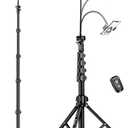 Phone Tripod, 85" Tripod for Cell Phone iPhone with Gooseneck, Aluminum Tripods Stand for Video Recording Photo Vlog, Travel Cellphone Tripod with Remote Compatible with iPhone Android (Black)