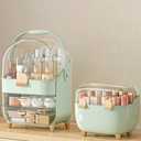 Makeup Organizer with Lipstick Holder, Skincare Organizers Storage Box Cosmetic Display Cases, Teen Girl Gifts Make up Organizers for Vanity, Dresser, Countertop, Bathroom(Green)