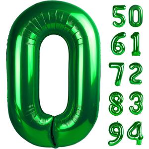 Green Number Balloon 40 Inch, 0 Number Balloons, 10 20 30 40 50 Numbers Balloon Birthday Decorations, Green Party Supplies for Women Men, St. Patrick's Day Games Theme Birthday Decorations