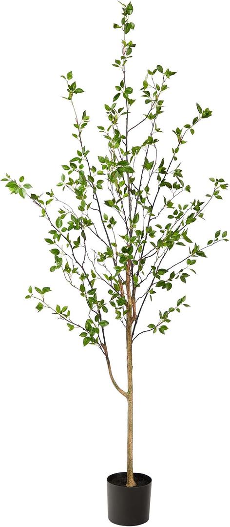 Nearly Natural 6.5ft Minimalist Artificial Citrus Tree with Bendable Branches for Indoor Home Decor, Faux Greenery Plant in Nursery Planter