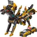 Aimery Collision Transforming Dinosaur Car Toy, 2 Magnetic Cars Convert into Dinosaur Toys,Dino Robot Toy, Boys Toys,Kids Toys, Party Birthday for Kids (Golden)