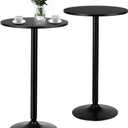 HOMGX Modern Minimalist Black 24" x 24" x 40" Standing Cafe Table Set of 2, 40-Inch Height Cocktail Table with Sturdy Metal Base & MDF Tabletop