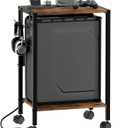 16.5" W Computer Tower Stand with Charging Station and USB Port, 2 Tier Mobile Floor PC Stand Fits Under Desk, Rolling Printer Stand with Hooks, CPU Holder Cart for Carpet, Home Office