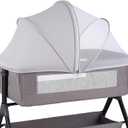 Portable Bassinet Cover for Cats & 2-Way Zipper, Half-Blackout Mosquito Net with Sunshade, Breathable Bassinet Net Cover, Mosquito Net for Baby Crib to Keep Cats Out Grey