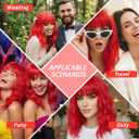 Pastel Dark Red Wavy Bob Wig for Women, Short Shoulder Length Synthetic Wig with Bangs, Matte Natural Realistic Look Lightweight Hairpiece, Red Color for Daily Wear & Cosplay Costume