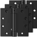Luxbaro 3 Pack Self Closing Door Hinges 4.5 Inch, Matte Black Spring Loaded Hinges with Square Corners, Adjustable Tension for Garage, Front Door, for Left and Right Hand Door, UL Listed