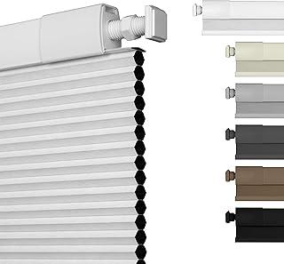 No Drill No Tools Blackout Cellular Shades Cordless Easy Install Honeycomb Blinds Thermal Insulated Noise Reduction Blinds for Indoor Windows, Blackout, 35in, Light Grey