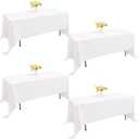 4 Pack Rectangle Tablecloth for 6 Foot Tables Washable Polyester Table Cover for Wedding Dining Table Parties Banquet（70x120 White）