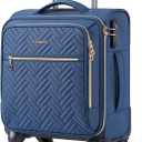 BAGSMART Underseat Carry On luggage Airline Approved, 16-inch Small Softside Underseater Travel Suitcase with Spinner Wheels Overnight Bag Small Rolling Carry-on for Women Men Weekender, Navy Blue