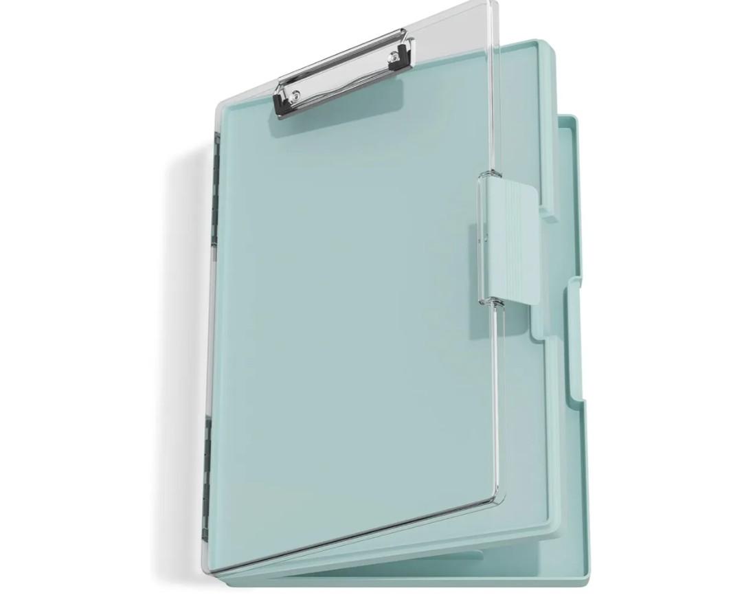 Clipboard with Storage, Green 8.5 x 11 Folder Nursing Side Opening, Heavy Duty with Dual Compartment, Smooth Writing for Teachers, Classroom, Size 13.3 x 9.4 x 1.5 in, Office & School Supplies