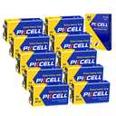 PKCELL 9V Batteries, 10 Pack 9 Volt Batteries Carbon Zinc, 9V Battery for Smoke Detector, Alarms, 6F22 Square Battery