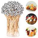 100 Pcs Soccer Toothpicks, 4.72 Inch Soccer Cocktail Picks for Appetizers, Long Bamboo Toothpicks, Decorative Toothpicks Skewers for Holiday Birthday Party Decorations (Soccer 3D)