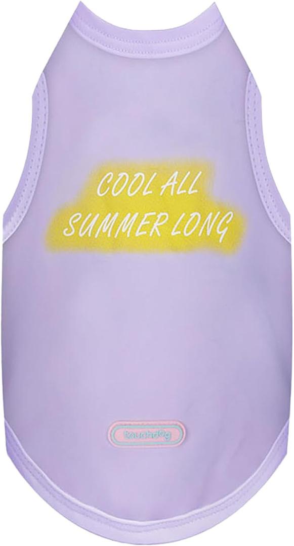 Touchdog Dog Cooling Shirt, Breathable Sleeveless Dog Shirts for Small Dogs, UPF 50+ Sun Protection Lightweight Quick-Dry Summer Vest Tank Top, (Printed Light Purple,Size XL