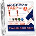 Large Waterproof Tarp - Heavy Duty 20 Mil Thick Poly Tarpaulin Ideal for Canopy Tents, Boats, RV or Pool Covers - Multipurpose Protective Tarps with Grommets for Indoor, Outdoor Use | 12' x 25' 2 Pack