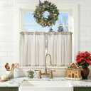 jinchan Colorful Striped Linen Kitchen Curtains 24 Inch Christmas Tier Curtains Farmhouse Modern Cafe Small Window Treatments Light Filtering Rod Pocket for Living Room Bathroom 2 Panels Multi Green