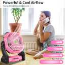 Portable Fan Rechargeable Camping Essentials, Cordless Camping Fan Battery Powered with Led Lights & 360Hook, USB Battery Operated Fans for Women,4 Speeds Tent Portable for Traveling X23 Pink